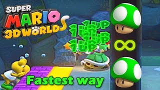 Super Mario 3D World  Infinite Lives Glitch Fastest way to get 1110 1Ups [upl. by Abad779]