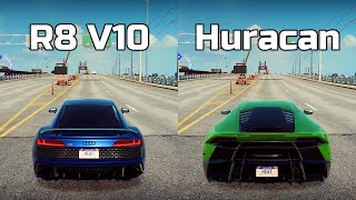 NFS Heat Audi R8 V10 vs Lamborghini Huracan  Drag Race [upl. by Ecirtram469]