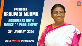 President Droupadi Murmu Addresses Both house of Parliament  Union Budget 2024 [upl. by Hertzfeld508]