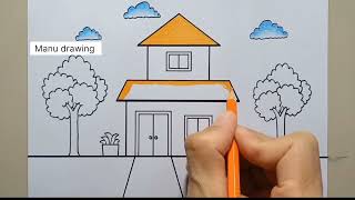 house drawinghow how to draw a housesimple house drawingcolourful house drawing [upl. by Wojak411]