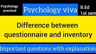 Difference between questionnaire and inventory in psychology  lets revise [upl. by Theodosia]