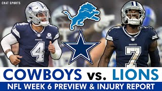 Dallas Cowboys vs Detroit Lions Injury Report Matchups Players To Watch  Week 6 NFL Preview [upl. by Felic629]