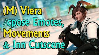 FFXIV Male Viera cpose Emotes Movements and Inn cutscene [upl. by Divd]