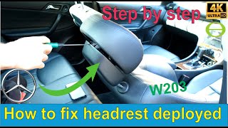 How to fix a Mercedes Benz CClass head rest deployed after accident  W203 [upl. by Aicul]