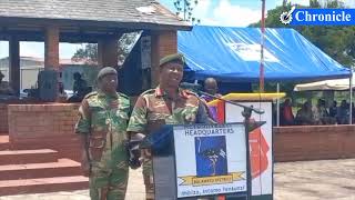 General Sibanda delivers a condolence message during Major General Solomon Sizibas funeral parade [upl. by Yarg]