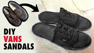 Vans Sandals  DIY  Shoe to Sandal Tutorial [upl. by Atnoed]