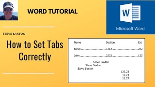 How to set tabs in Microsoft Word Tabs verses Indents [upl. by Norword]