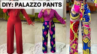 HOW TO MAKE A STRAIGHT PALAZZO PANT Easy Cutting and Stitching Tutorial [upl. by Kirtley]