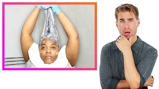 Hairdresser Reacts To CHAOTIC First Time Relaxers AtHome Scary [upl. by Essilevi205]