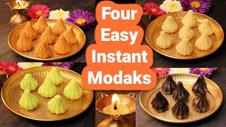 4 Instant Modak  कम खर्च में ४ तरह के झटपट मोदक  Pan Modak  Mawa Modak  Oreo Modak  Besan Modak [upl. by Marentic]