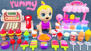 🚀Just Started🌸Satisfying with Unboxing Cash Register ASMR💖Disney Pink Ice Cream Shop✨Review Toys [upl. by Eilyw]