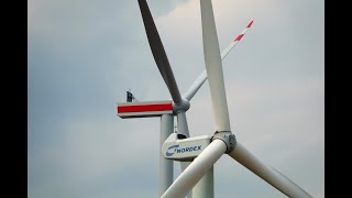 Wind farm Weißandt GölzauVestas V150 56MW EnVentus wind turbine on 169 m Max Bögl tower is erected [upl. by Harrat]