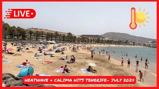 🔴LIVE HEATWAVE amp CALIMA arrives in Tenerife 🥵☀️ Las Americas Tenerife Weather amp Beach Walk 🇮🇨 [upl. by Mauve]