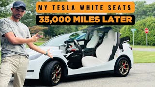 How To Keep Your Tesla Model Y White Seats Clean After 35000 Miles  my Tesla Washing Guide tesla [upl. by Lemar]