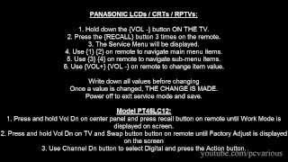 How to Access Service Menu in Panasonic TV [upl. by Intihw]