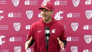 WSU Football Jake Dickert after Spring Practice  41124 [upl. by Arimay]