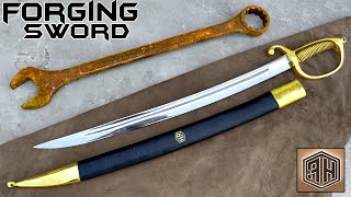 FORGING a Briquet Saber out of Rusted Iron WRENCH  Sword Making [upl. by Yecak877]