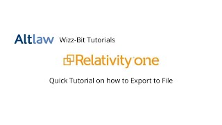 Exporting to file in RelativityOne [upl. by Ardnikat]