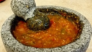 Salsa de Molcajete  How to use a molcajete [upl. by Ocisnarf368]