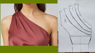 One shoulder bodice drape pleatsfullnessgathers Tutorial [upl. by Toney]