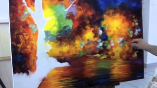 A sped up video of Leonid Afremov making a recreation of Colorful Night [upl. by Wemolohtrab]