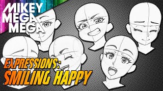 HOW TO DRAW SMILING HAPPY EXPRESSIONS Real Time [upl. by Nisotawulo]