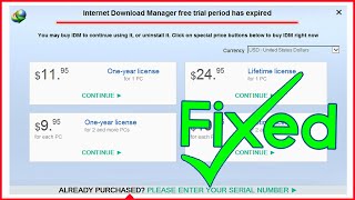 Solution ✔️ IDM free trial period has expired ⚠️ Internet Download Manager 2024 error [upl. by Thgiled767]