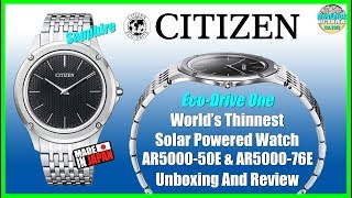 Worlds Thinnest Solar Powered Watch  Citizen EcoDrive One AR500050E Unbox amp Review [upl. by Essined]