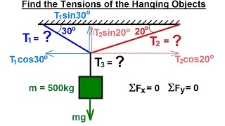 Mechanical Engineering Particle Equilibrium 7 of 19 Tension of Cables Attached to Hanging Object [upl. by Enenstein]