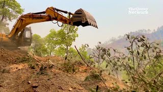 Road Leveling Process Using Hyundai Excavator [upl. by Ellehcil]