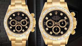 Rolex Daytona Yellow Gold Diamond Dial Bezel Chronograph Mens Watch 16568  SwissWatchExpo [upl. by Lotus795]