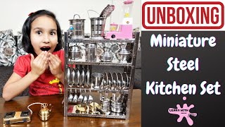 Miniature Steel cooking Set Unboxing in Hindi  LearnWithPari [upl. by Sremmus]