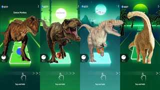 🦖 Carnotaurus Vs TRex Vs Albertosaurus Vs Brontosaurus  Tiles Hop Coffin Dance Song 🪩 [upl. by Knobloch]