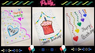 3 Easy amp Beautiful white paper Handmade Happy Birthday Greeting Card making  DIY Birthday cards [upl. by Efioa]