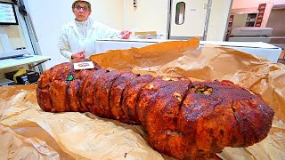 Food in Italy  PORCHETTA KING of ITALY Italian Food in Rome  Worlds BEST Porchetta Factory [upl. by Enylcaj679]