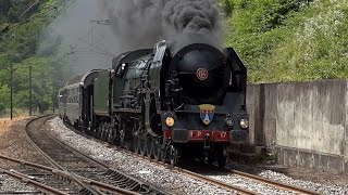 Locomotive à vapeur 241P17  FrancheComté Express 2015 [upl. by Eerat37]