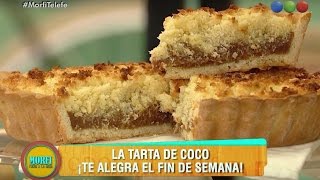 Receta quotTarta de coco y dulce de lechequot  Morfi [upl. by Acirtap840]