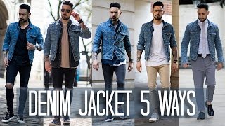 How to Wear a Denim Jacket 5 ways  Mens Style amp Fashion Lookbook [upl. by Dannon815]