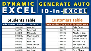 How to Use Excel IF Function to Generate ID Number  Dynamic Excel Serial and ID number No VBA [upl. by Reo646]