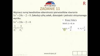 Wzory Vietea Suma kwadratów odwrotności pierwiastków równania Kurs Matura Rozszerzona [upl. by Yenffit]