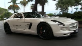 Mercedes SLS AMG Electric Drive in Monaco [upl. by Ellehcyar]