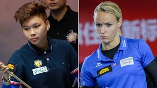 2015 Women 9Ball WC  C Centeno vs J Ouschan With interview after the match [upl. by Alleuqcaj]