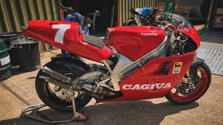 Cagiva C592 warming up on the dyno  Part 1 [upl. by Ellerehc]