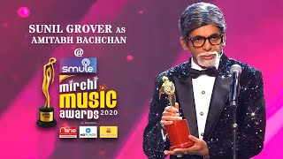 Sunil Grovers hilarious mimicry of Amitabh Bachchan at Smule Mirchi Music Awards 2020 [upl. by Gardner884]