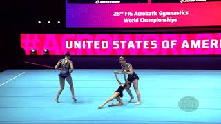 United States 2 USA  2022 Acrobatic Worlds Baku AZE  Balance Qualification Womens Group [upl. by Mohkos]