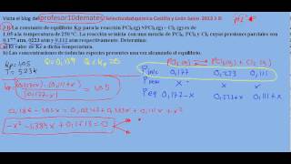 Selectividad química Castilla y León Junio 2012 3 B b equilibrio [upl. by Yarised]