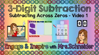 3Digit Subtraction Subtracting Across ZerosVideo 1 [upl. by Ahsekar]