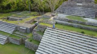 DroneAerial footage of Mayan pyramid ruins in northern Belize Altun Ha ruins [upl. by Eaner]