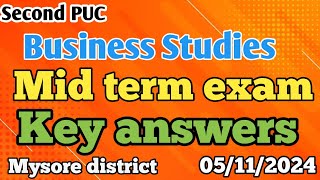 2nd PUC Business Studies midterm exam key answer  Mysore district  05112024 [upl. by Carny561]