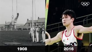 Olympics have changed 1908 vs 2016  Olympians on rings 108 years apart [upl. by Sall]